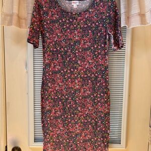 LuLaRoe Pink and Orange Sheath Midi Dress